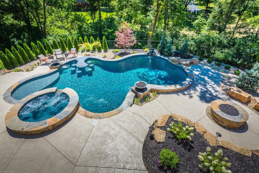 A beautiful backyard pool courtesy of Baker Pools