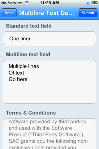 Multiline text fields on iOS