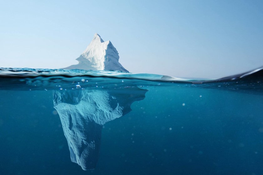 Iceberg above and below water
