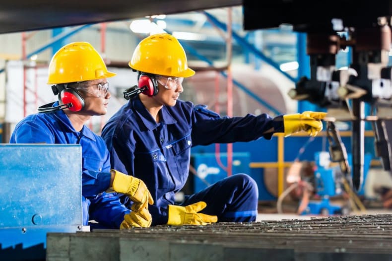 Technicians performing a safety audit