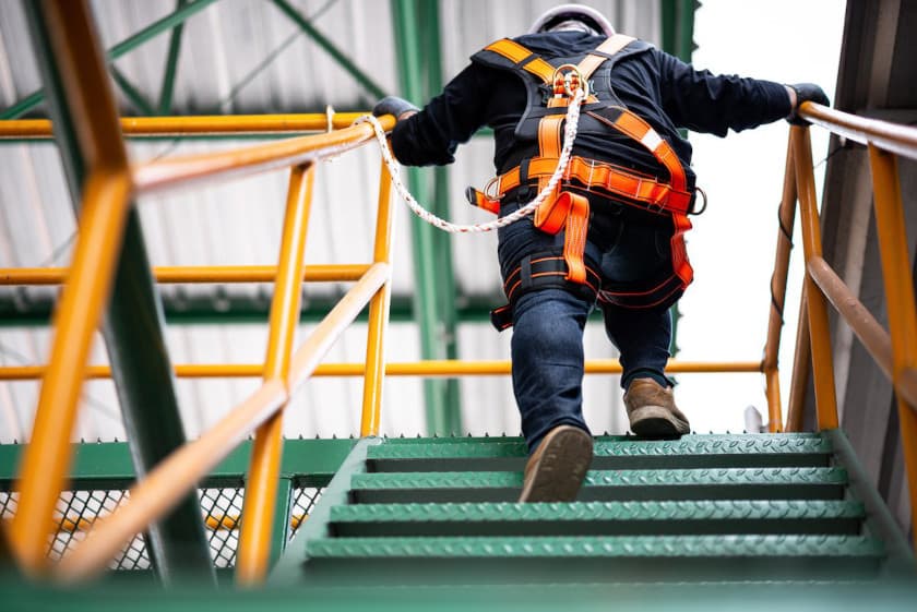 Worker on jobsite performing a job safety analysis