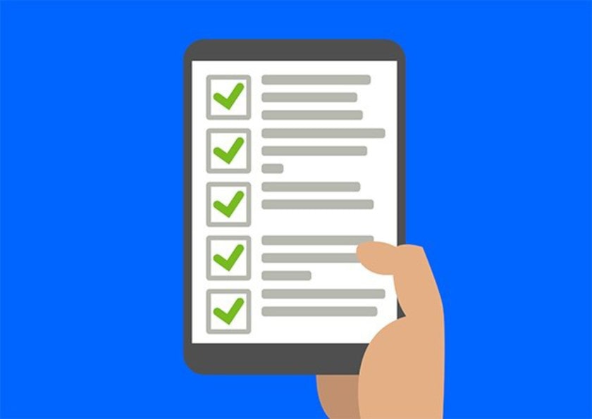 building inspection checklist app on a tablet graphic