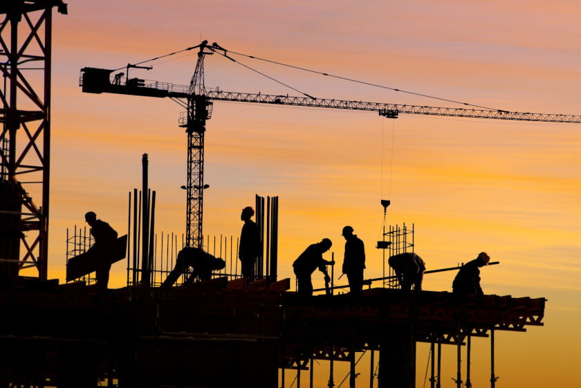 construction site at sunset - mobile forms saves time in the day