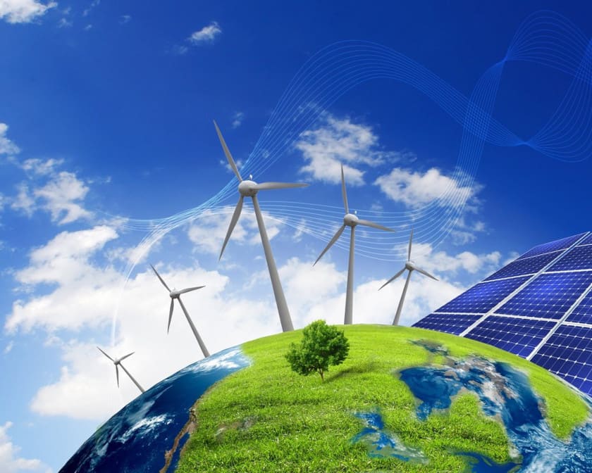 Energy industry around the world - solar, wind, renewable energy